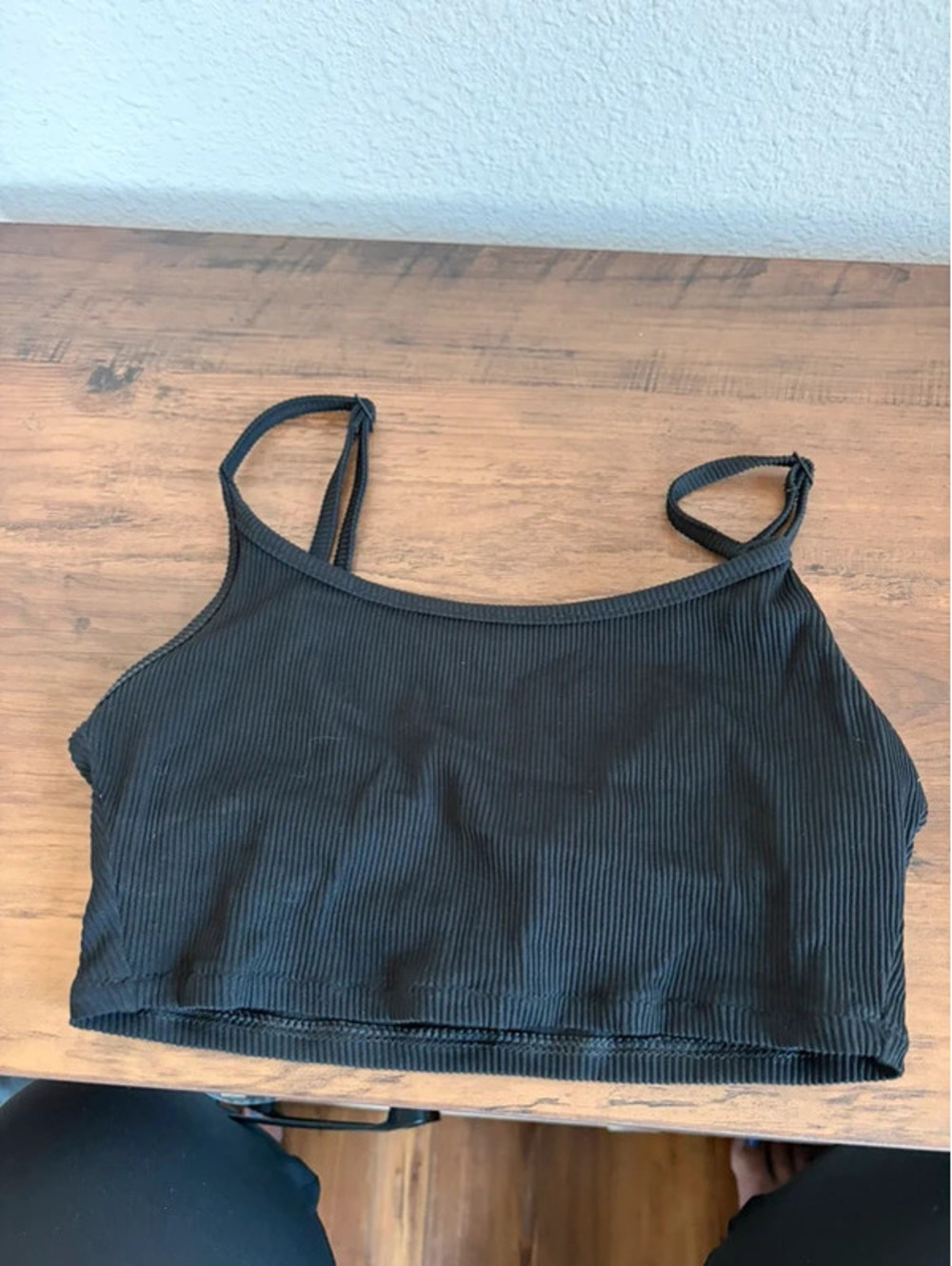 Aerie black scoop longline textured swim top XS. No removable pads